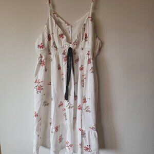 Lightweight White Red Floral Sundress